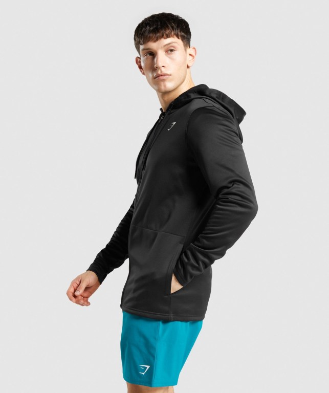 Black Gymshark Arrival Zip Up Men's Hoodies | US-53NAVUE