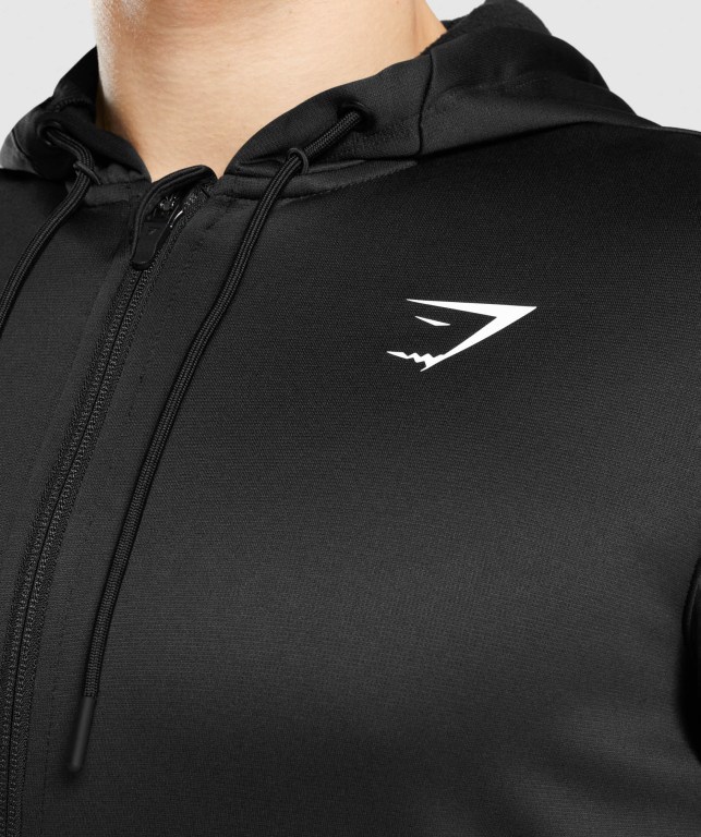 Black Gymshark Arrival Zip Up Men's Hoodies | US-53NAVUE