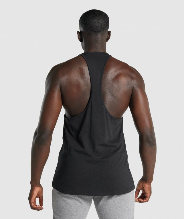 Black Gymshark Block Infill Men's Tank Tops | US-51PCTVS