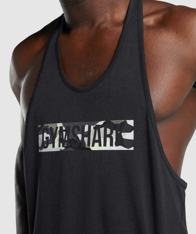 Black Gymshark Block Infill Men's Tank Tops | US-51PCTVS