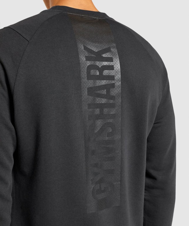 Black Gymshark Bold Crew Men's Hoodies | US-89ECNWA