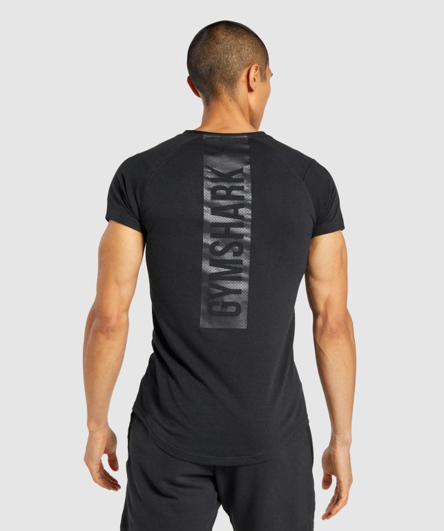 Black Gymshark Bold Men's T Shirts | US-28SGTVR