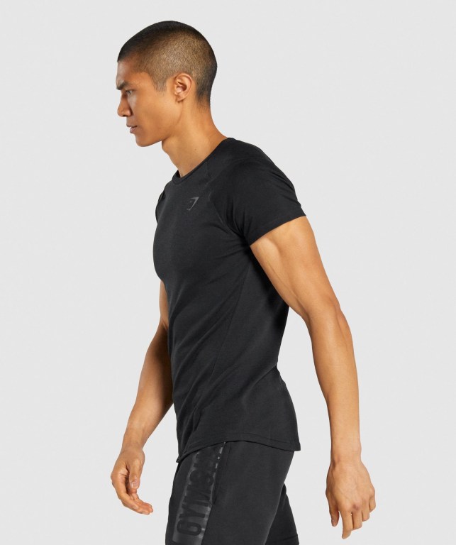 Black Gymshark Bold Men's T Shirts | US-28SGTVR