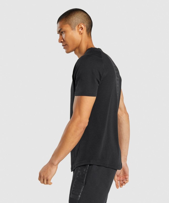 Black Gymshark Bold Men's T Shirts | US-73CXWED