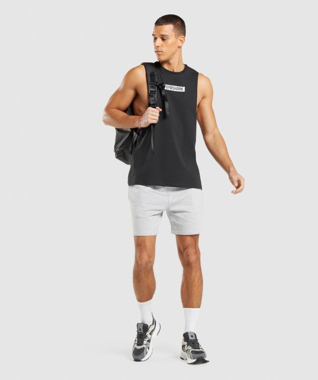 Black Gymshark Central Drop Arm Men's Tank Tops | US-62TWKOC