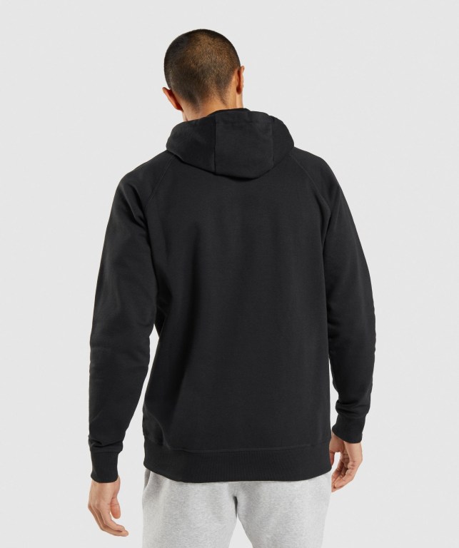 Black Gymshark Central Men's Hoodies | US-35TFILA