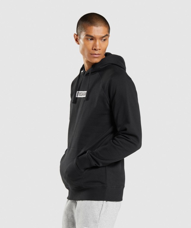 Black Gymshark Central Men's Hoodies | US-35TFILA