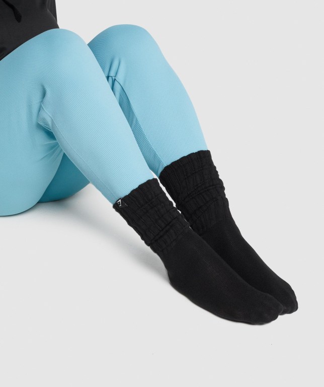 Black Gymshark Comfy Rest Day Women's Socks | US-40PUHCY