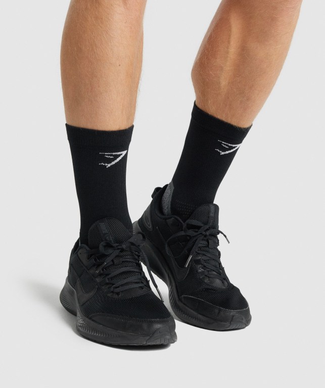 Black Gymshark Crew Performance Men's Socks | US-19BKCIT