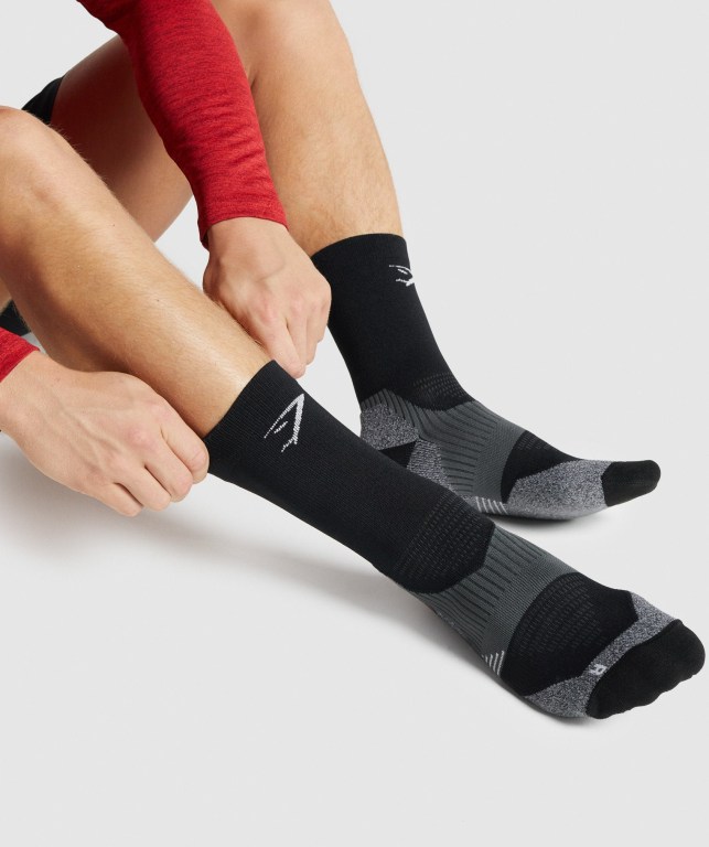 Black Gymshark Crew Performance Men's Socks | US-19BKCIT