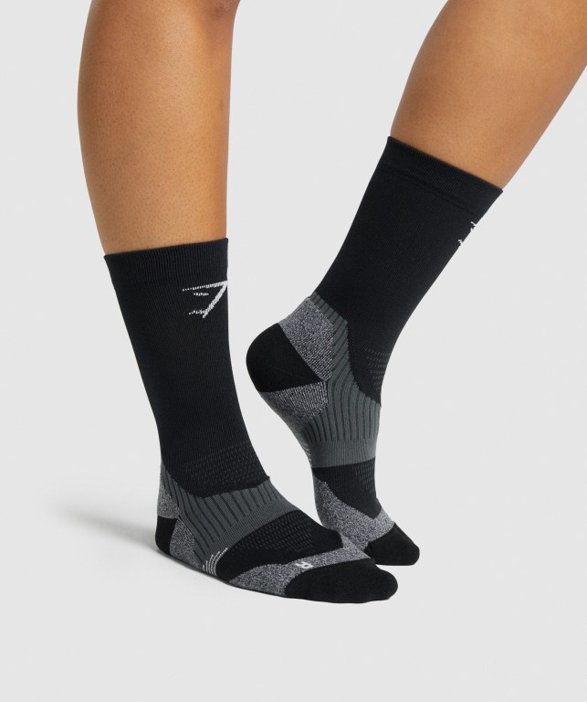 Black Gymshark Crew Performance Men's Socks | US-19BKCIT