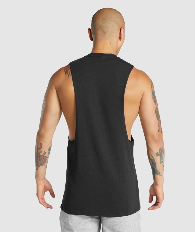 Black Gymshark Critical 2.0 Drop Arm Men's Tank Tops | US-12PITYL