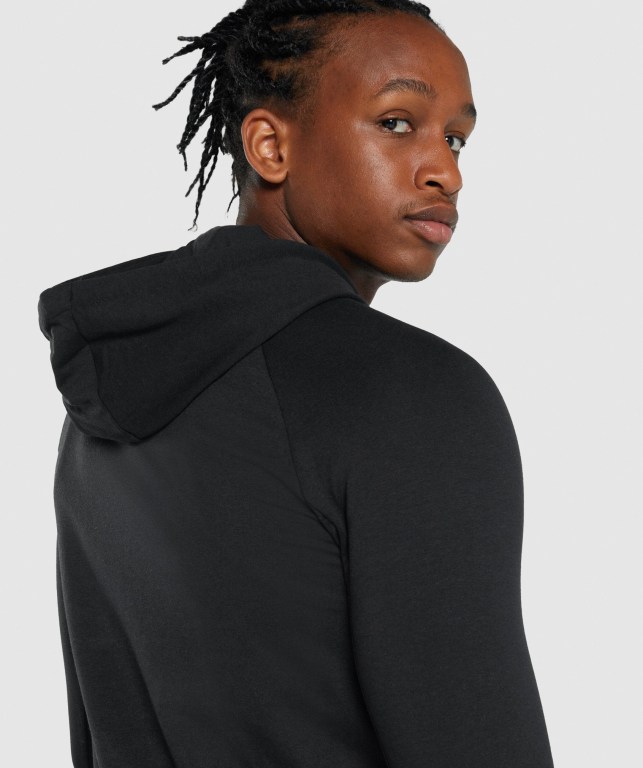 Black Gymshark Critical 2.0 Zip Up Men's Hoodies | US-54TCFKM