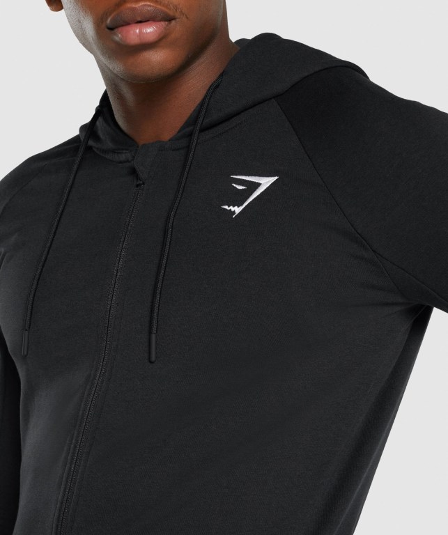 Black Gymshark Critical 2.0 Zip Up Men's Hoodies | US-54TCFKM