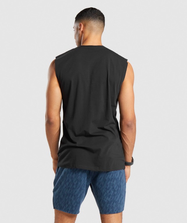 Black Gymshark Critical Sleeveless Men's Tank Tops | US-30EMGTA