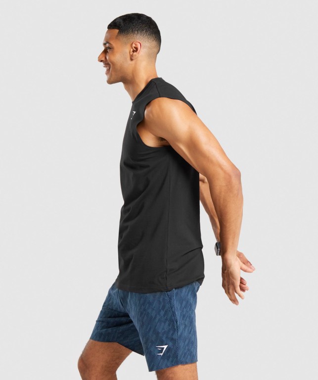 Black Gymshark Critical Sleeveless Men's Tank Tops | US-30EMGTA