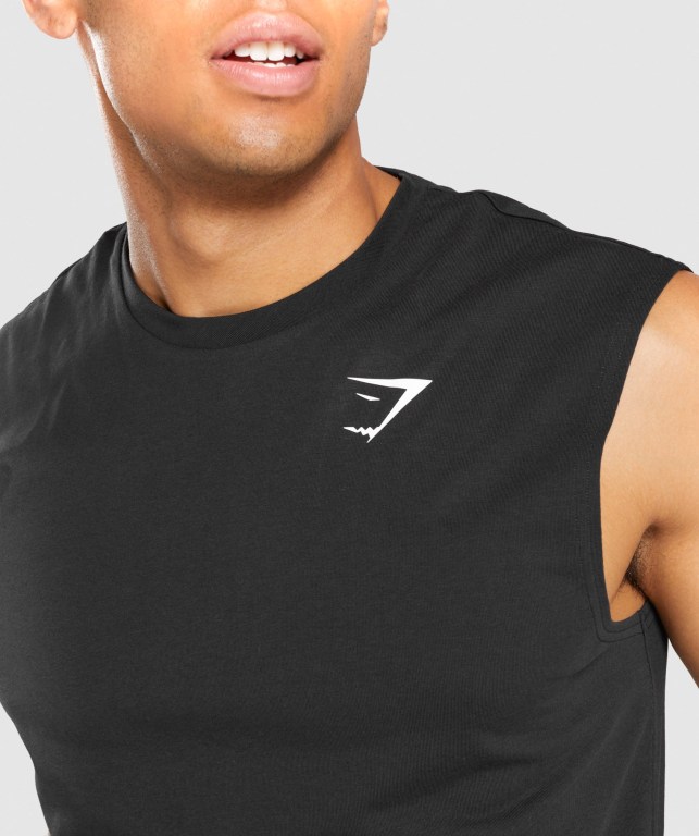 Black Gymshark Critical Sleeveless Men's Tank Tops | US-30EMGTA