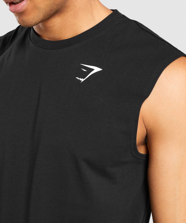 Black Gymshark Critical Sleeveless Men's Tank Tops | US-30EMGTA