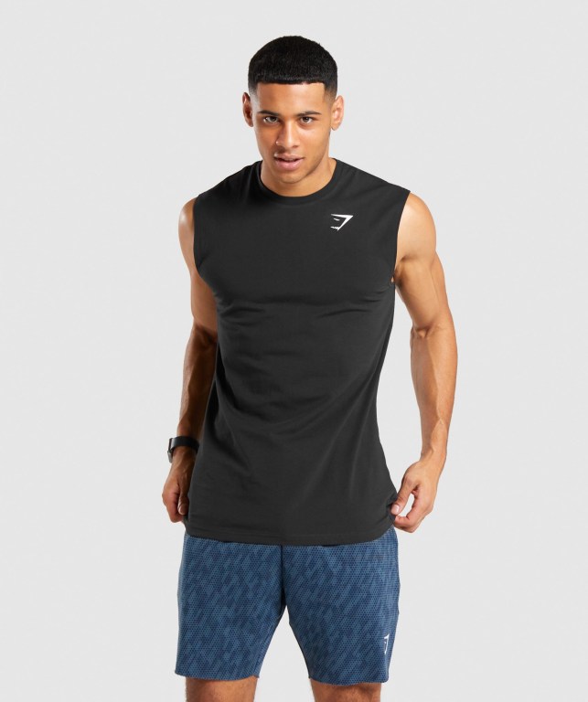 Black Gymshark Critical Sleeveless Men\'s Tank Tops | US-30EMGTA