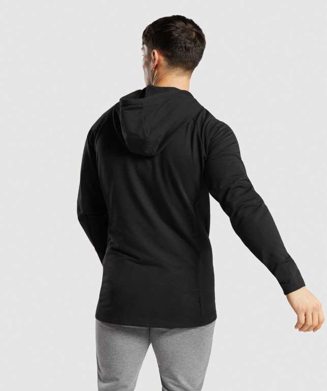 Black Gymshark Critical Zip Men's Hoodies | US-39TZQOH