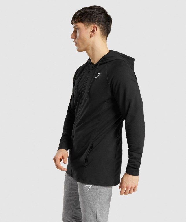 Black Gymshark Critical Zip Men's Hoodies | US-39TZQOH