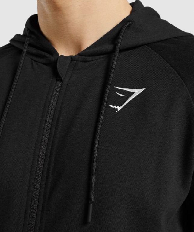 Black Gymshark Critical Zip Men's Hoodies | US-39TZQOH