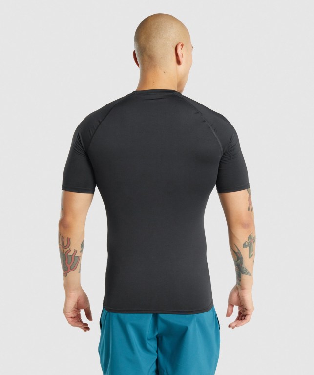 Black Gymshark Element Baselayer Men's T Shirts | US-01SQDUP