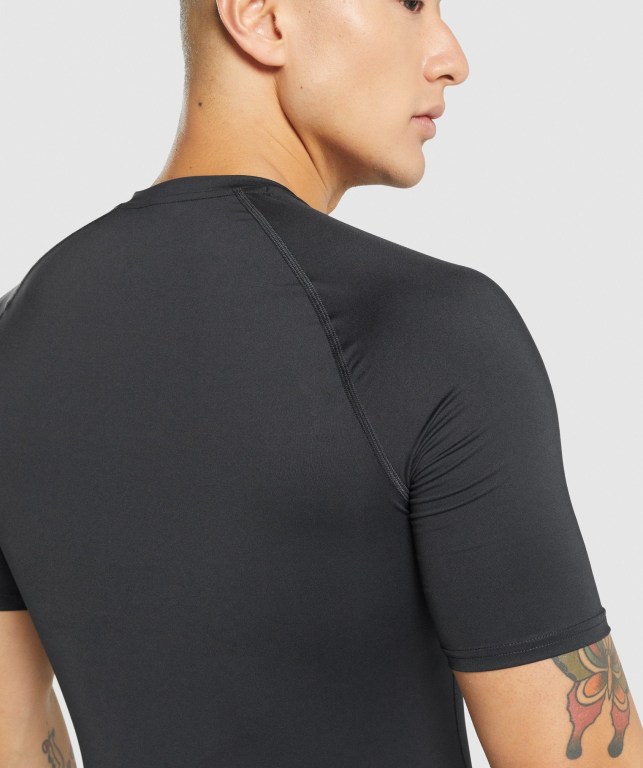 Black Gymshark Element Baselayer Men's T Shirts | US-01SQDUP