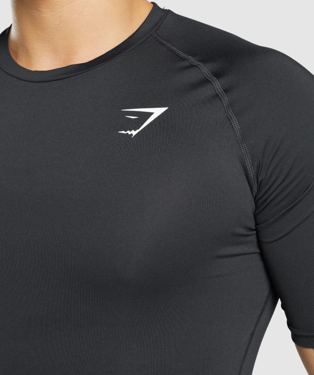 Black Gymshark Element Baselayer Men's T Shirts | US-01SQDUP