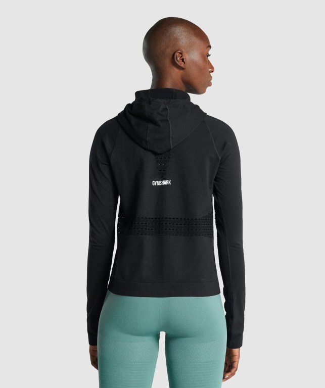 Black Gymshark Energy Seamless Women's Hoodies | US-19MDIYQ