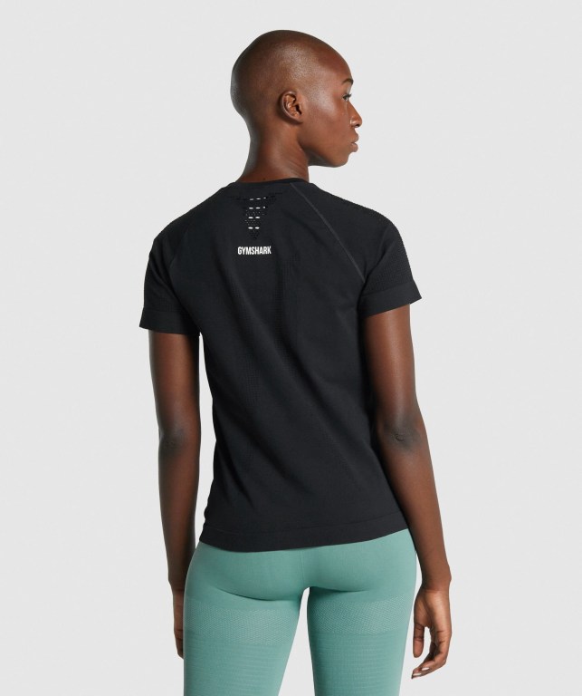 Black Gymshark Energy Seamless Women's T Shirts | US-47UWVRD