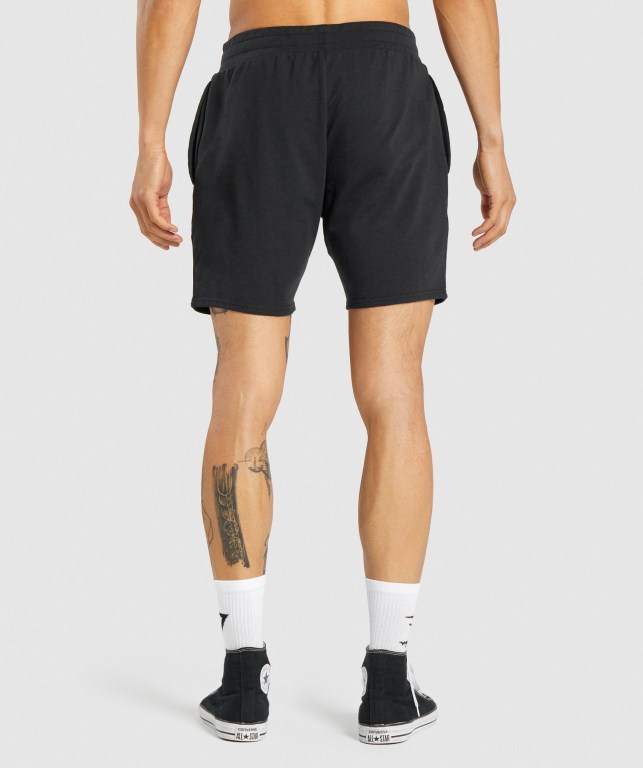 Black Gymshark Essential 7” Men's Shorts | US-05BPTSD