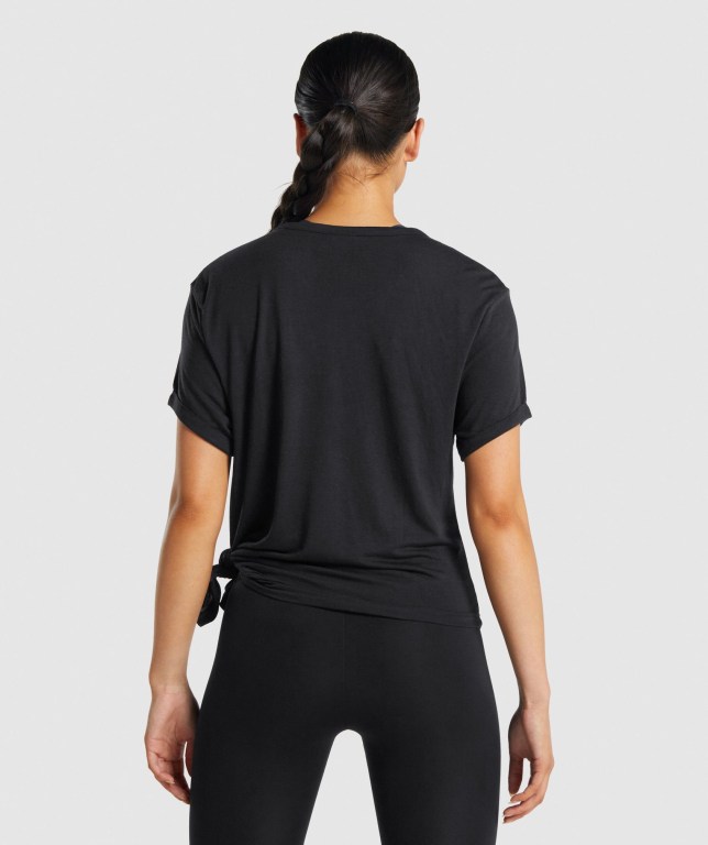 Black Gymshark Essential Women's T Shirts | US-97CKBJT