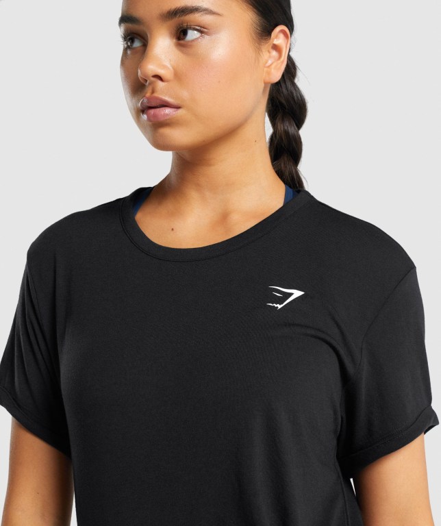 Black Gymshark Essential Women's T Shirts | US-97CKBJT