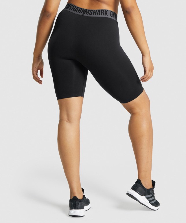 Black Gymshark Fit Seamless Cycling Women's Shorts | US-98PKJSE