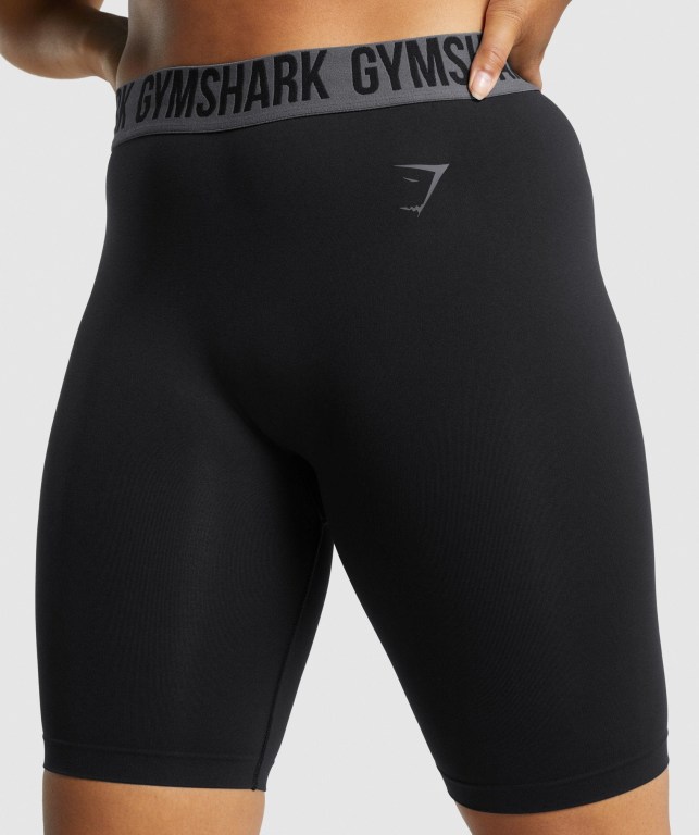 Black Gymshark Fit Seamless Cycling Women's Shorts | US-98PKJSE