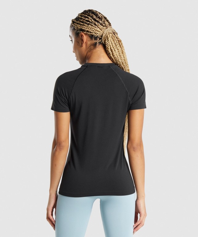 Black Gymshark Fit Seamless Loose Women's T Shirts | US-34GDWZU