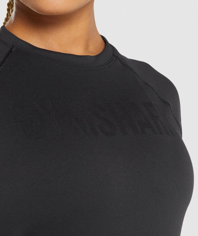 Black Gymshark Fit Seamless Loose Women's T Shirts | US-34GDWZU