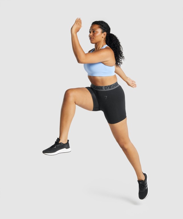 Black Gymshark Fit Seamless Women's Shorts | US-49KVQEY