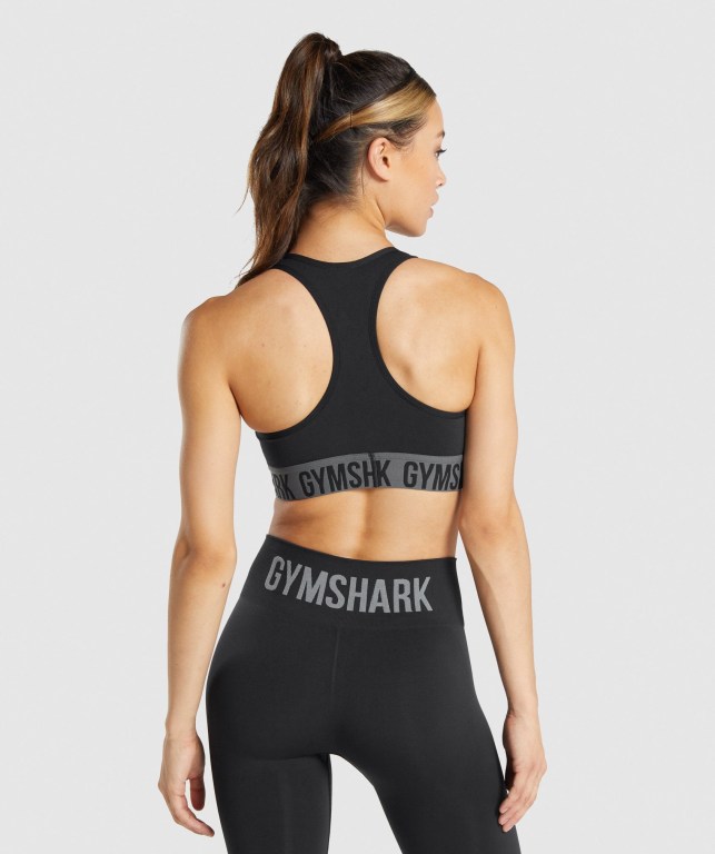 Black Gymshark Fit Seamless Women's Sports Bra | US-93XOJHD