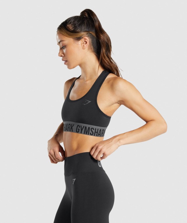 Black Gymshark Fit Seamless Women's Sports Bra | US-93XOJHD