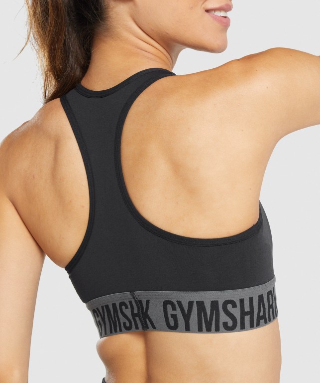 Black Gymshark Fit Seamless Women's Sports Bra | US-93XOJHD