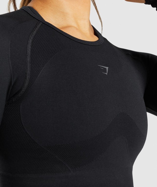 Black Gymshark Flex Sports Crop Top Women's T Shirts | US-34DIAQW