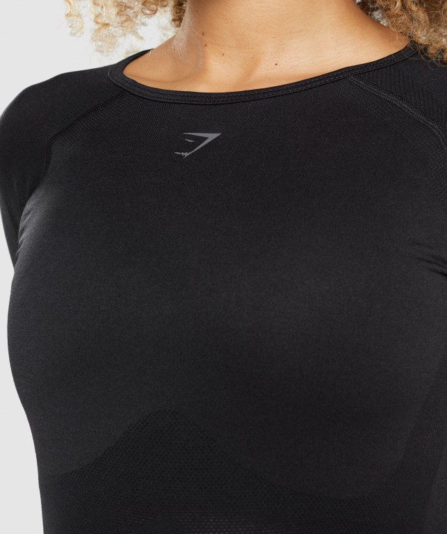 Black Gymshark Flex Top Women's T Shirts | US-03BFIEL