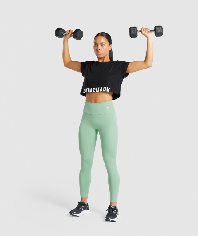 Black Gymshark Fraction Crop Top Women's Sweatshirts | US-16DYHFO