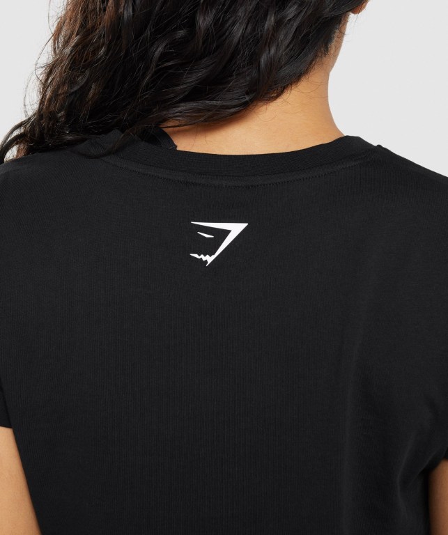 Black Gymshark Fraction Crop Top Women's Sweatshirts | US-70WFNDK