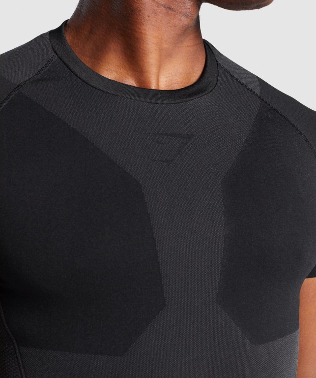 Black Gymshark Free Force Seamless Men's T Shirts | US-52YIQHZ