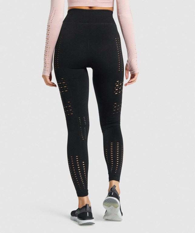 Black Gymshark Glow Seamless Tights High Waisted Women's Leggings | US-27AHTBN