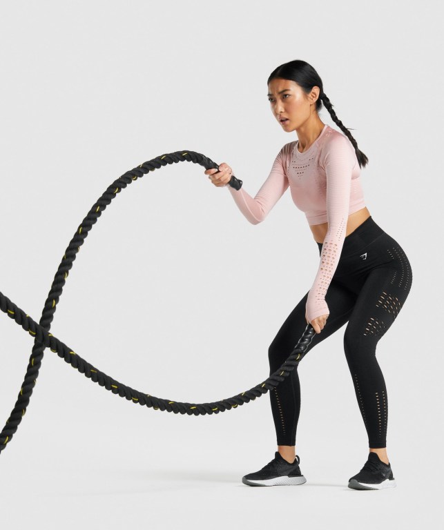 Black Gymshark Glow Seamless Tights High Waisted Women's Leggings | US-27AHTBN