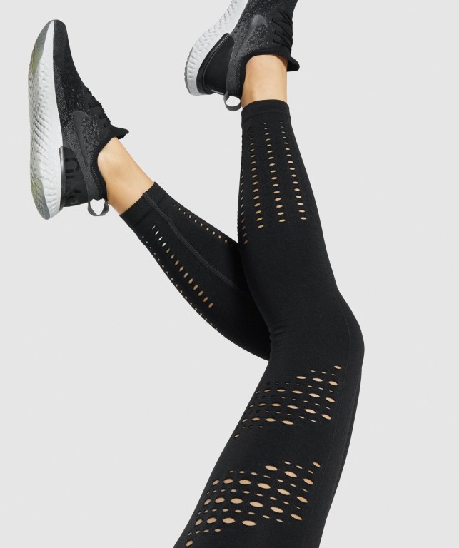 Black Gymshark Glow Seamless Tights High Waisted Women's Leggings | US-27AHTBN